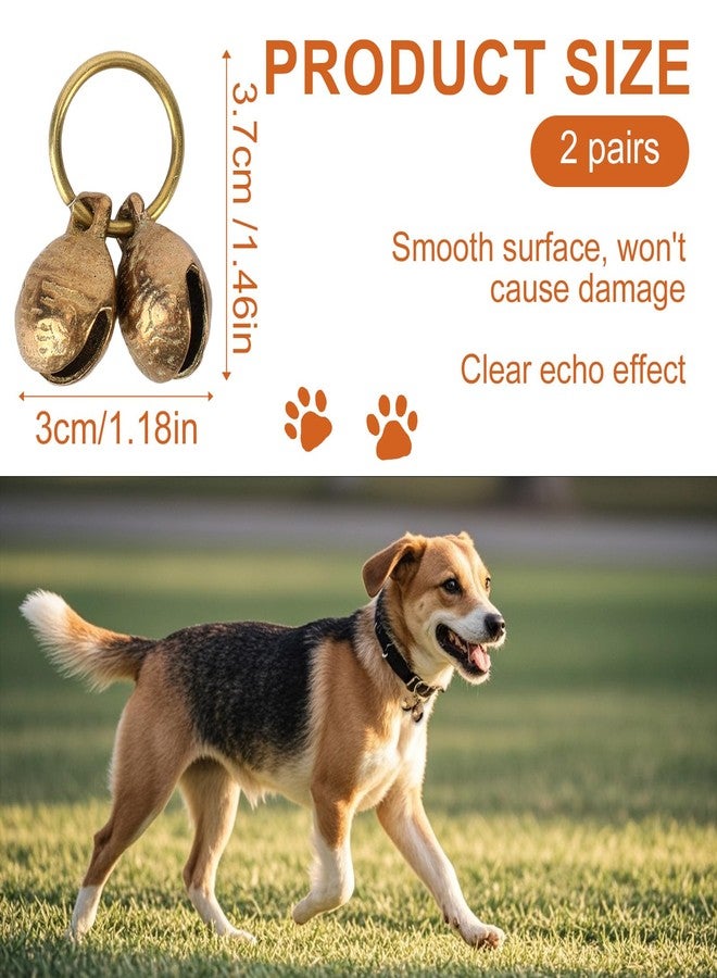 Penitue 2 Pairs Extra Loud Copper Dog Bells, 18mm/0.71in Brass Pet Collar Bells with Vintage Charm Pendant for Small Puppy & Cats Tracking Security Accessories - Image 2